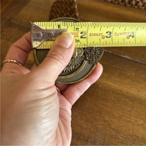 Harley Davidson Parts Eagle Emblem Belt Buckle Vtg 70s Jostens Macrame Belt - Picture 8 of 8